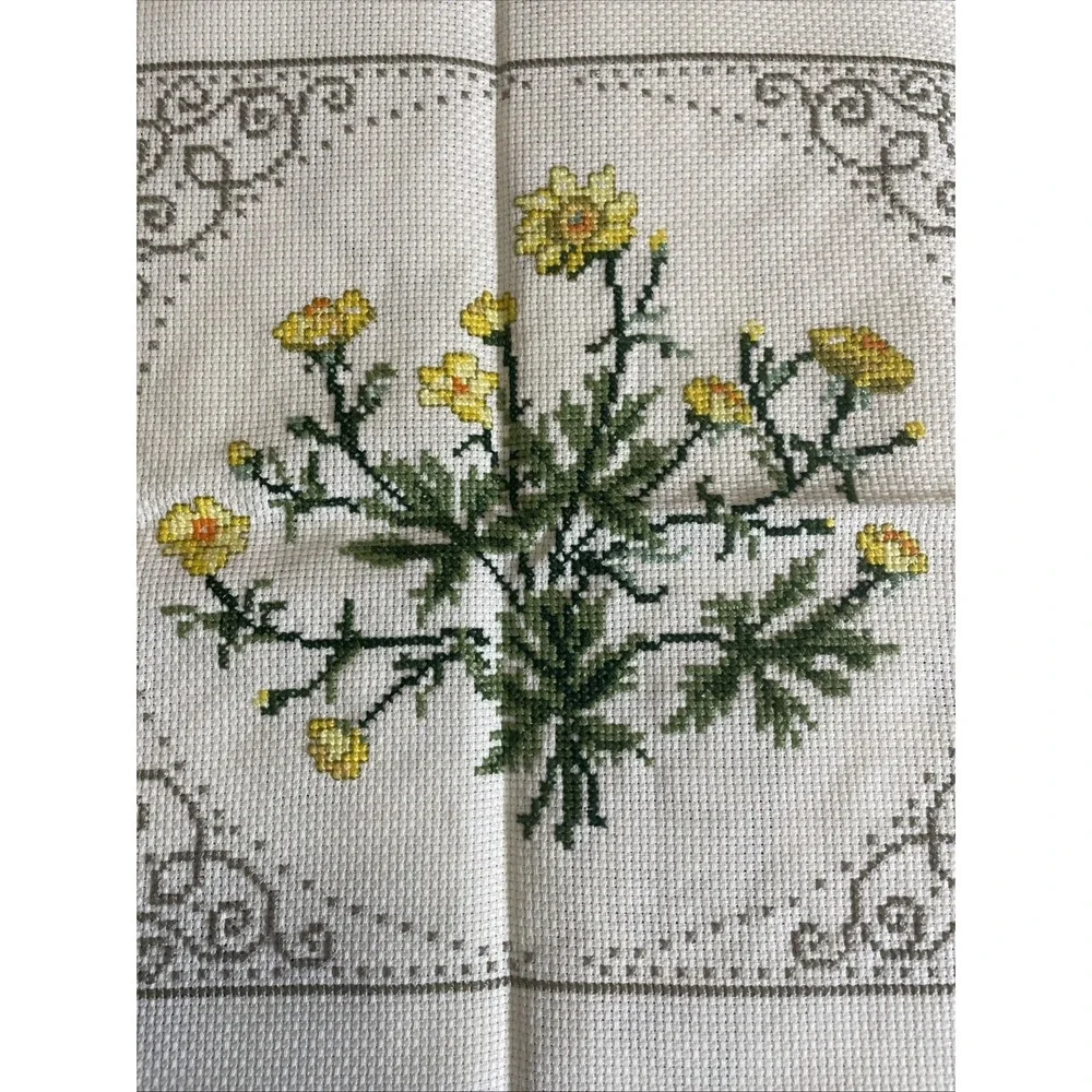 Vintage Handmade Cross Stitch Panels Flowers 23